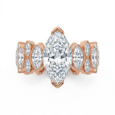 9.2ct.tw. Wavy Marquise Cut Fashion Engagement Ring