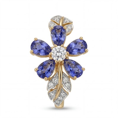 3.6 ct.tw Nature-inspired Floral Blue Pear Cut S925 Silver Ring