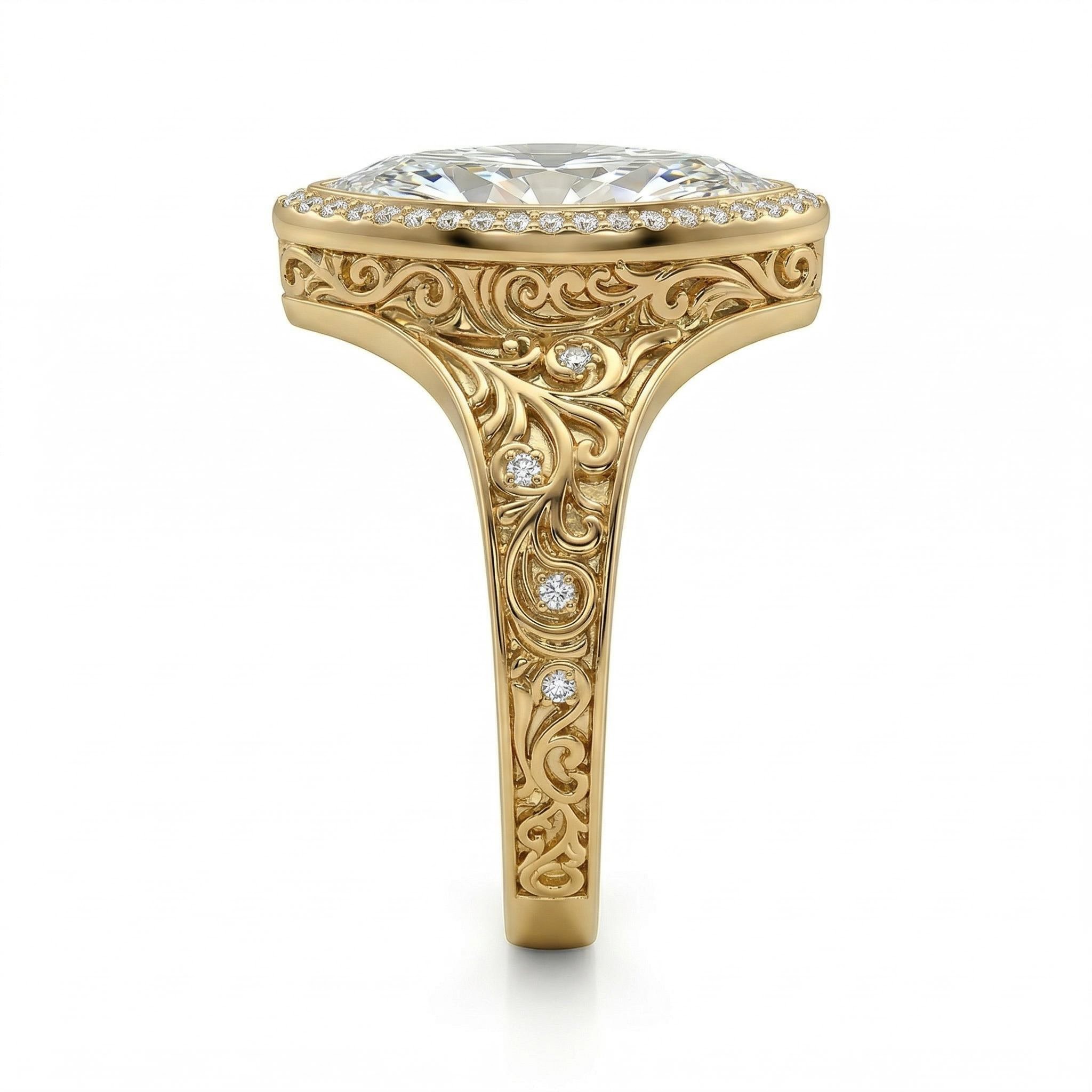 3.3 ct.tw. Vintage Filigree Marquise Cut S925 Silver Halo Engagement Ring 3.3 ct.tw. Vintage Filigree Marquise Cut S925 Silver Halo Engagement Ring