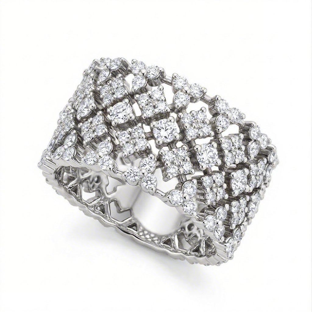 3.7 ct.tw Sparkling Round Cut S925 Silver Width Women's Band