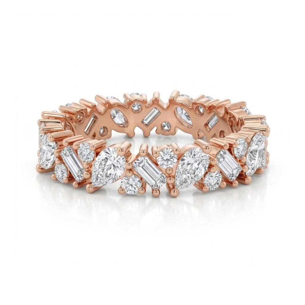 4.4 ct.tw Mixed Shape Stone S925 Silver Wedding Band