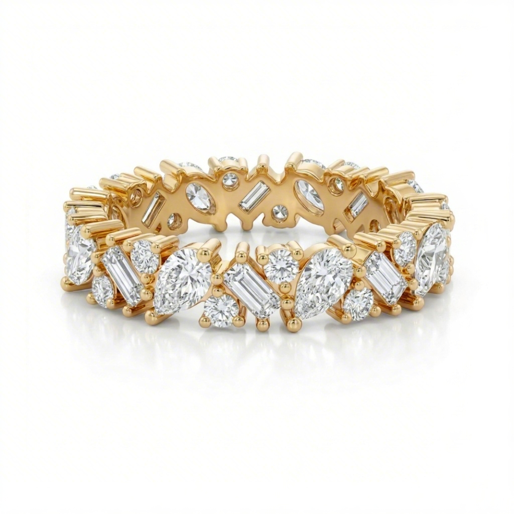 4.4 ct.tw Mixed Shape Stone S925 Silver Wedding Band