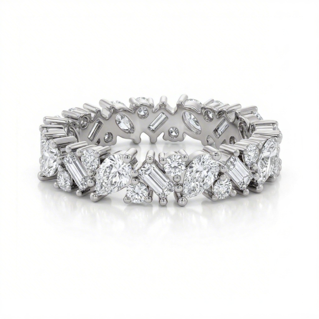 4.4 ct.tw Mixed Shape Stone S925 Silver Wedding Band