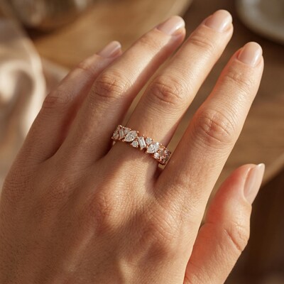 4.4 ct.tw Mixed Shape Stone S925 Silver Wedding Band