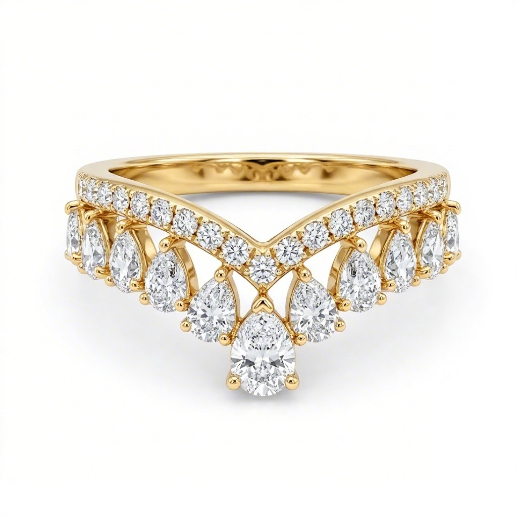 2.8 ct.tw V-shaped Pear Cut S925 Silver Wedding Band