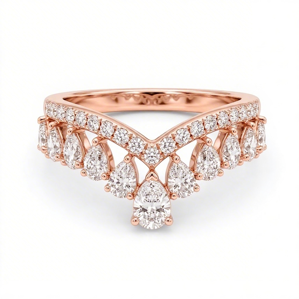 2.8 ct.tw V-shaped Pear Cut S925 Silver Wedding Band