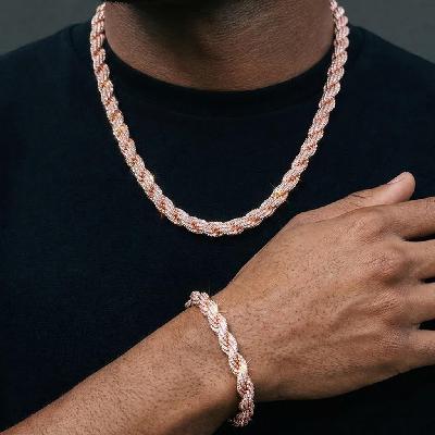 9mm Iced Out Rope Chain and Bracelet Set