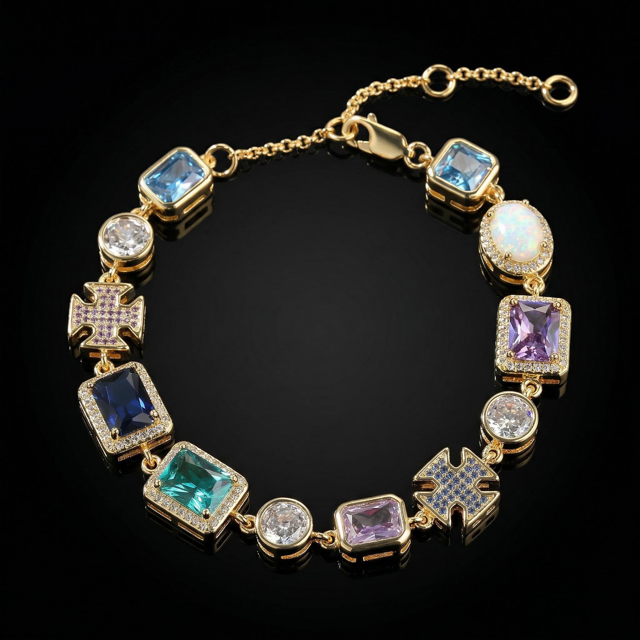 Iced Out 10mm Multicolored Gemstones Bracelet