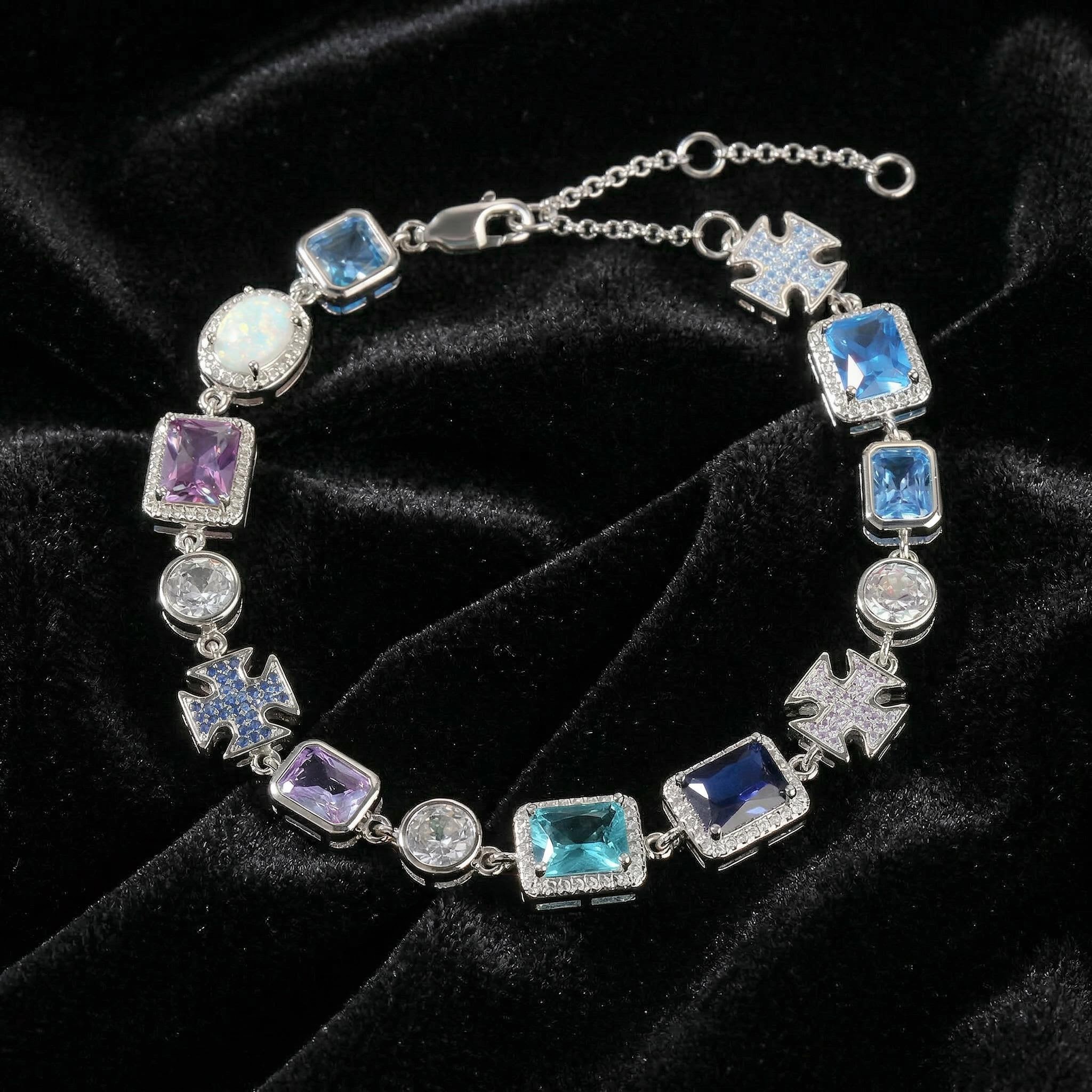 Iced Out 10mm Multicolored Gemstones Bracelet