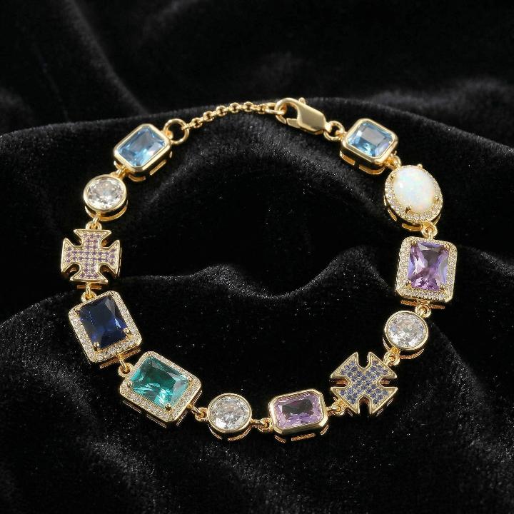 Iced Out 10mm Multicolored Gemstones Bracelet