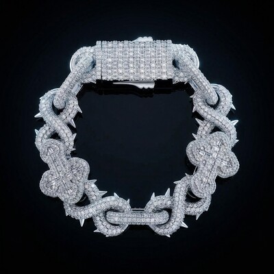 20mm Iced Out Detachable Spiked Cross Infinity Link Bracelet