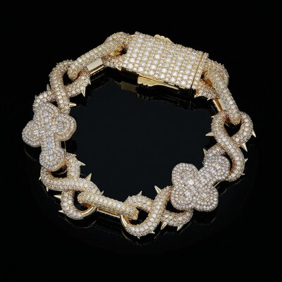 20mm Iced Out Detachable Spiked Cross Infinity Link Bracelet