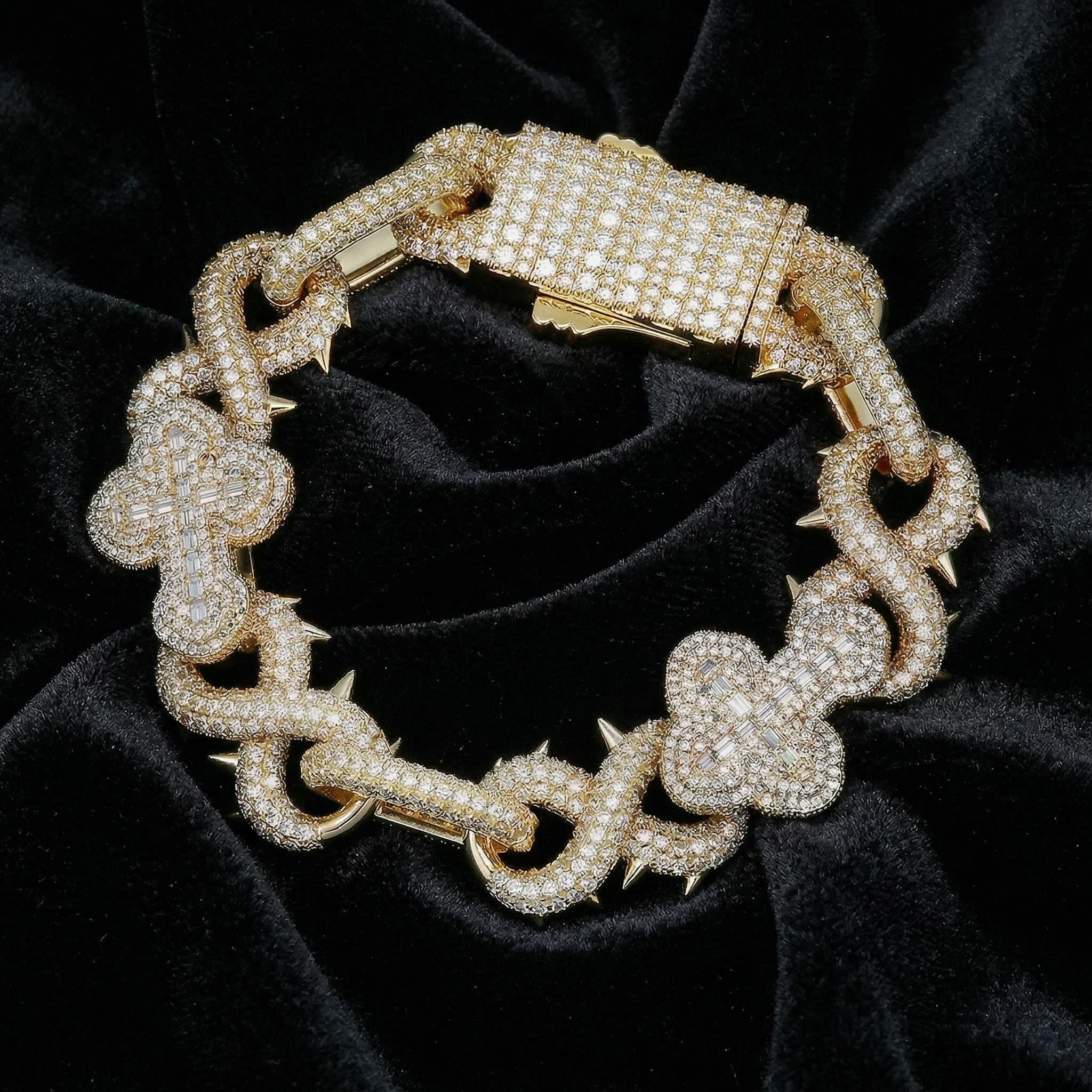 20mm Iced Out Detachable Spiked Cross Infinity Link Bracelet 20mm Iced Out Detachable Spiked Cross Infinity Link Bracelet