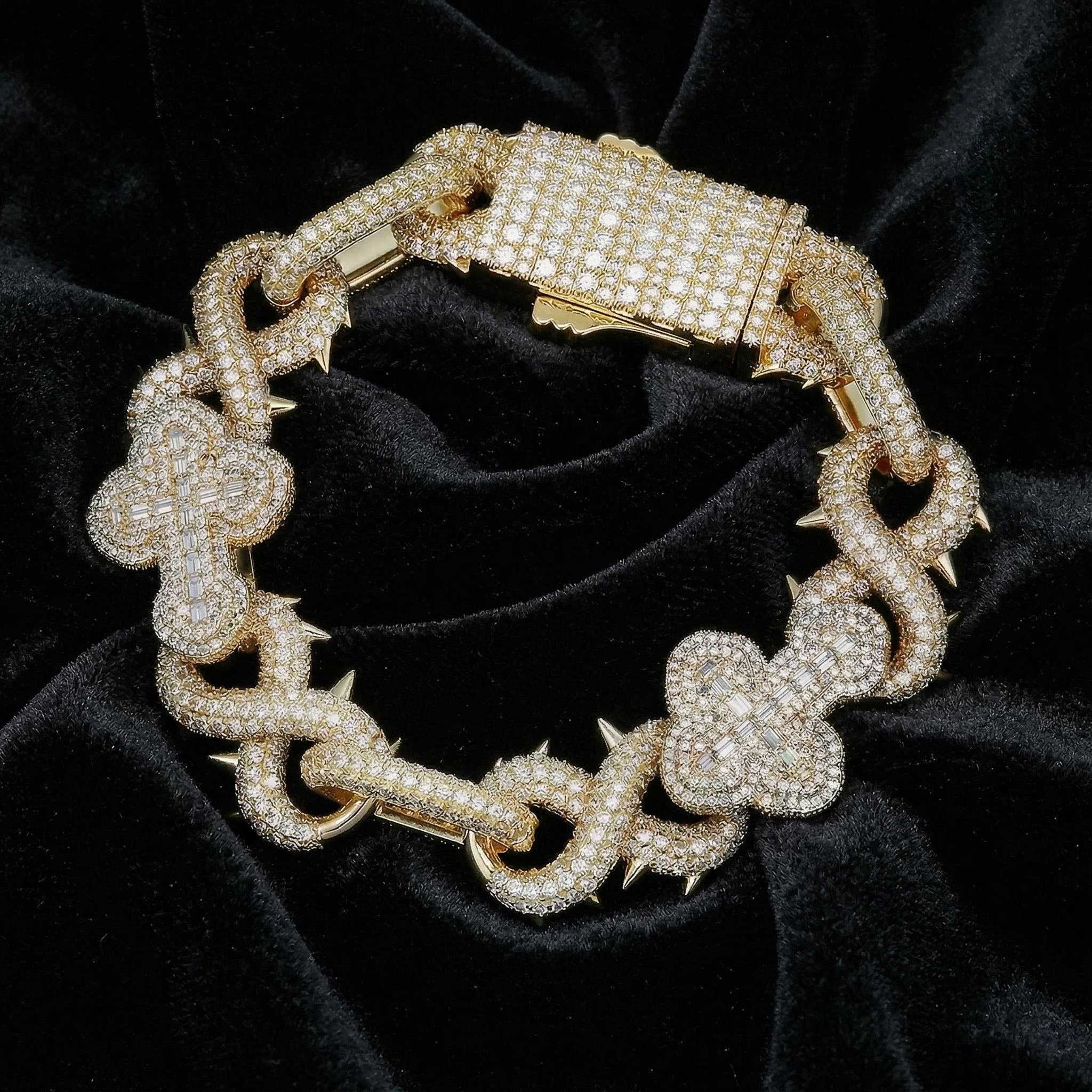 20mm Iced Out Detachable Spiked Cross Infinity Link Bracelet 20mm Iced Out Detachable Spiked Cross Infinity Link Bracelet