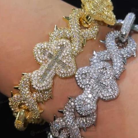 20mm Iced Out Detachable Spiked Cross Infinity Link Bracelet 20mm Iced Out Detachable Spiked Cross Infinity Link Bracelet