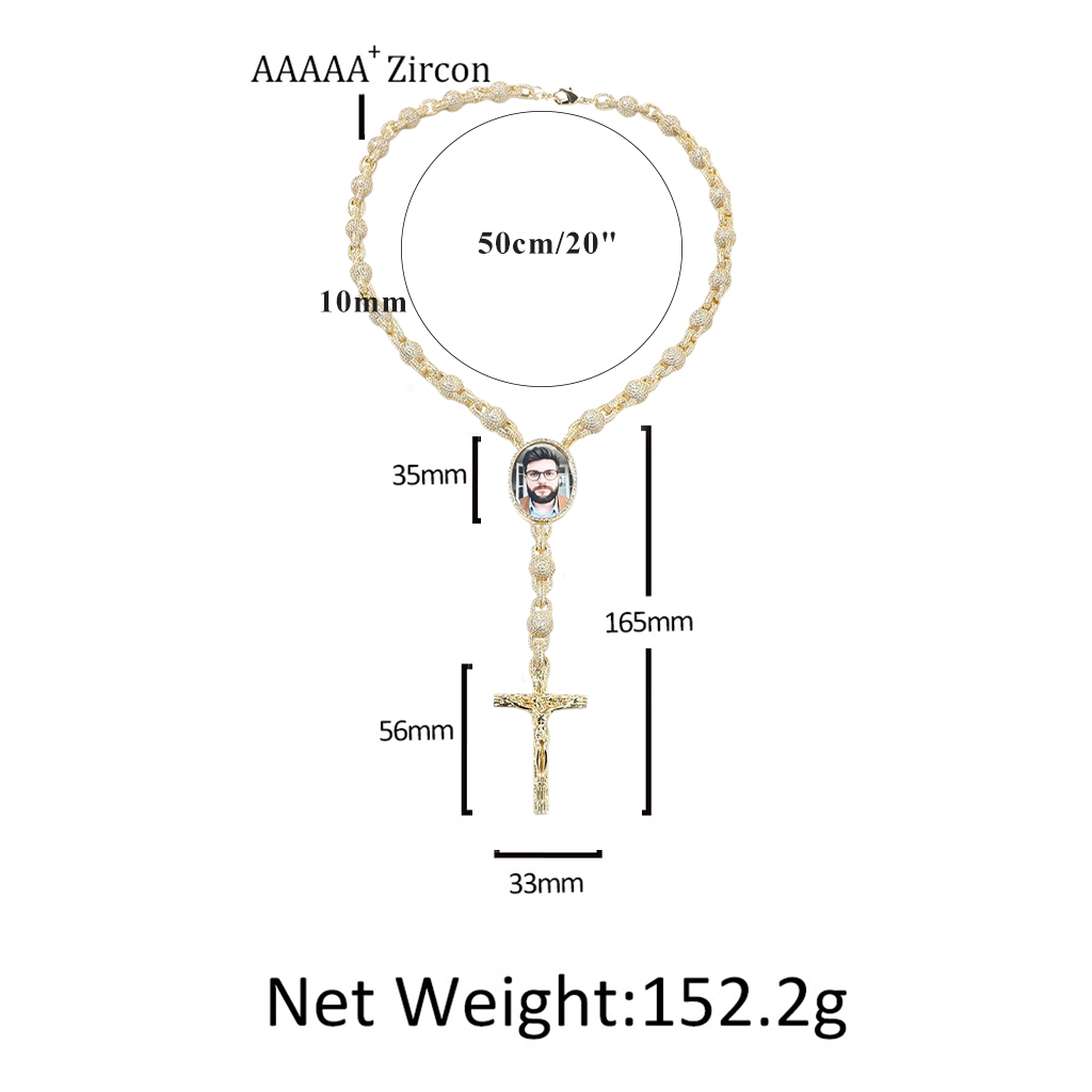 10mm Ball Chain Custom Photo Cross Necklace