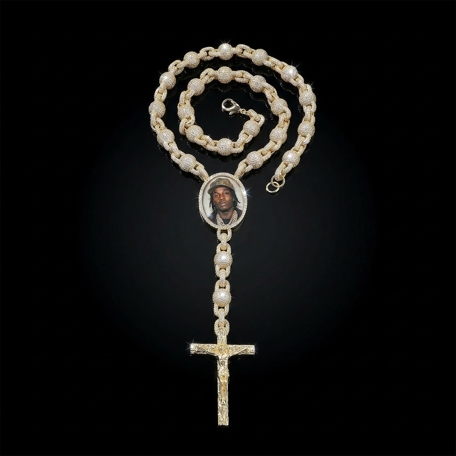 10mm Ball Chain Custom Photo Cross Necklace