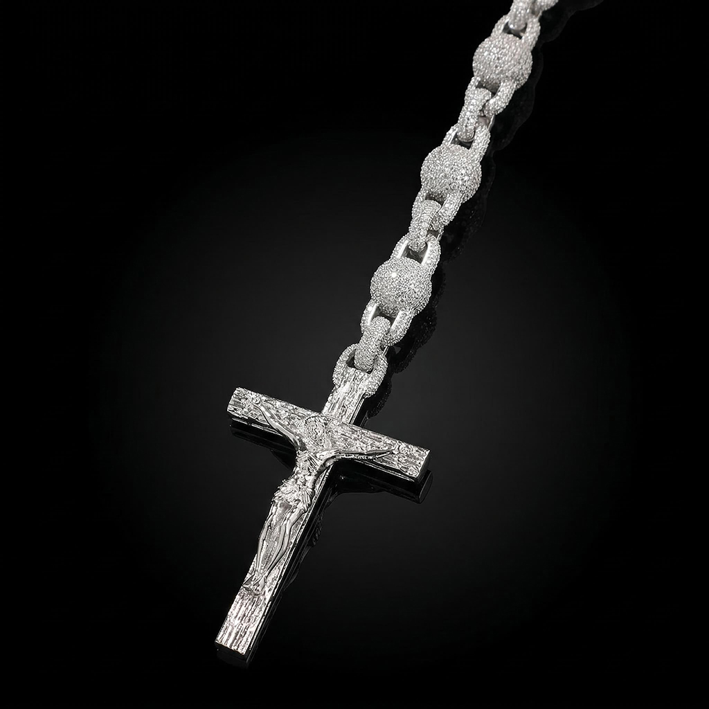10mm Ball Chain Custom Photo Cross Necklace