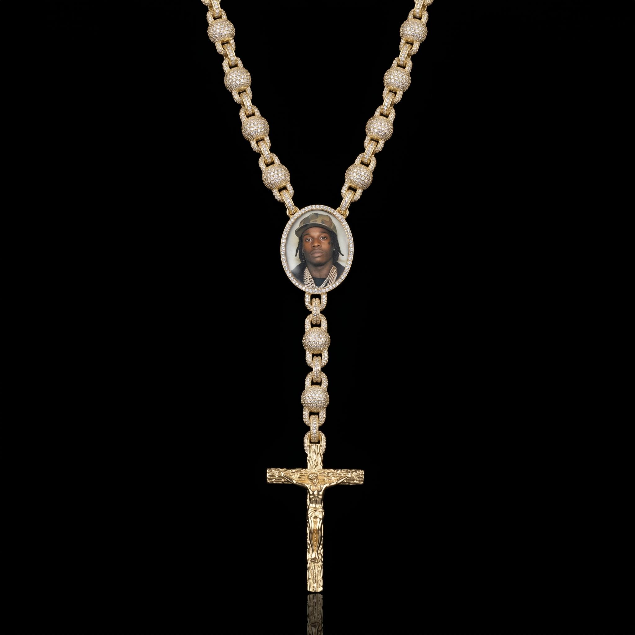 10mm Ball Chain Custom Photo Cross Necklace