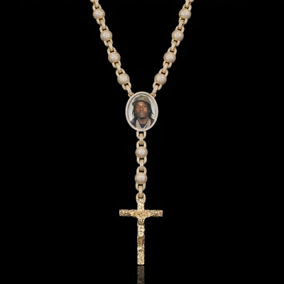 10mm Ball Chain Custom Photo Cross Necklace
