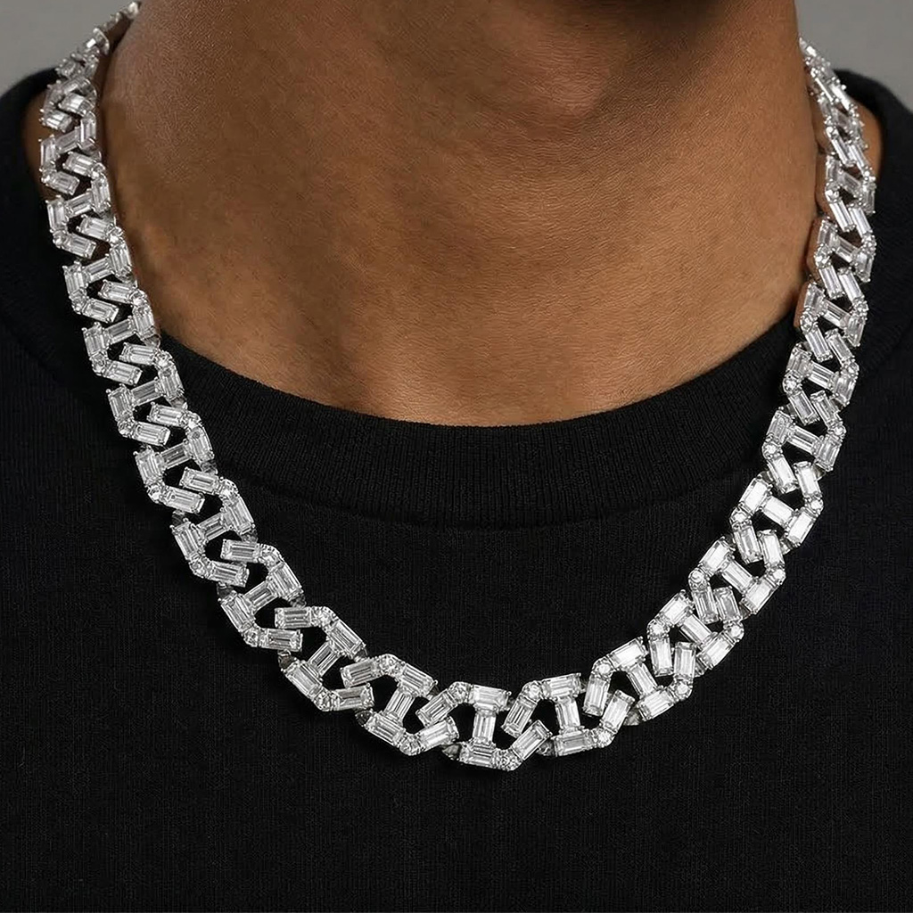13mm Iced Baguette Cuban Link Chain