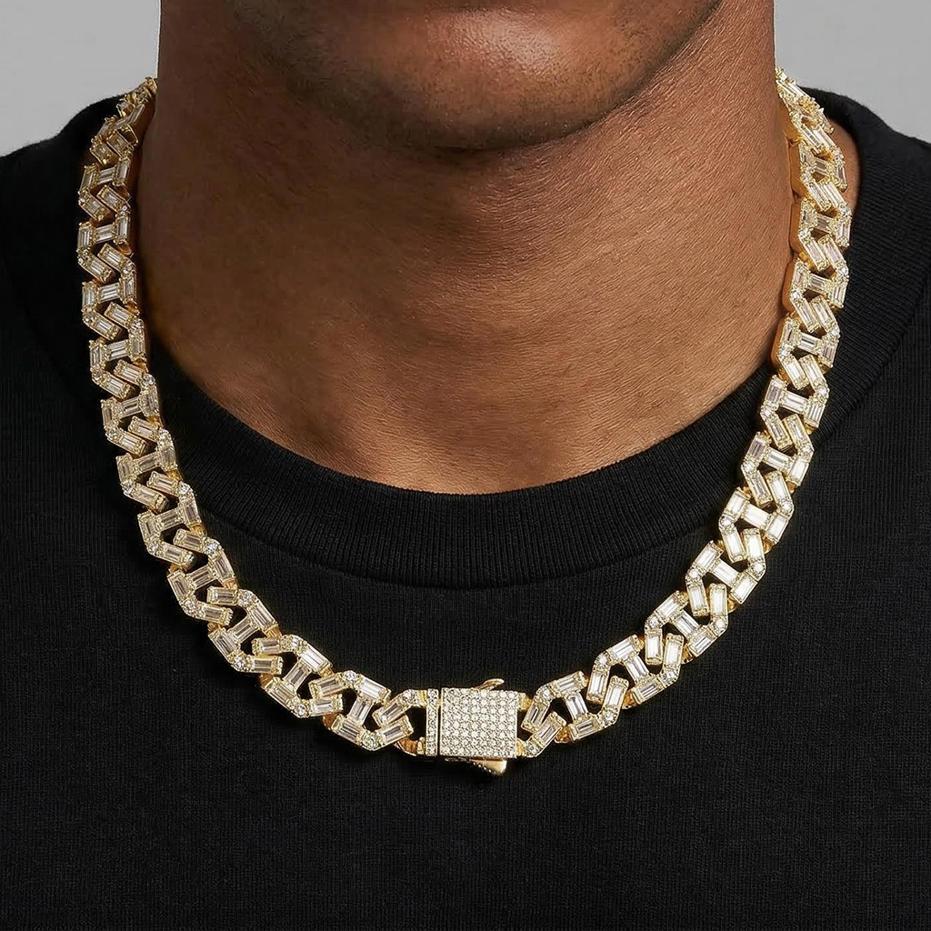 13mm Iced Baguette Cuban Link Chain