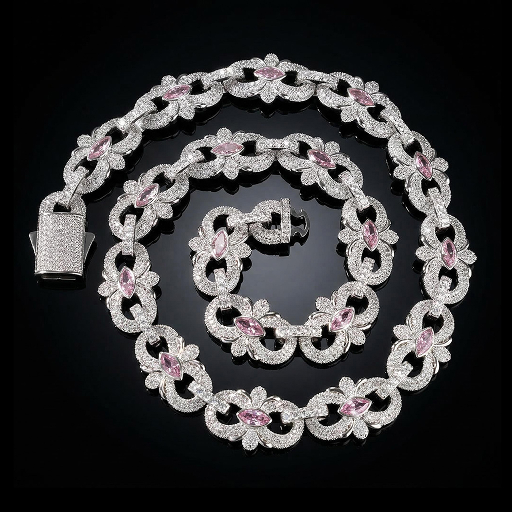 16mm Iced Out Marquise-Cut Infinity Flower Chain