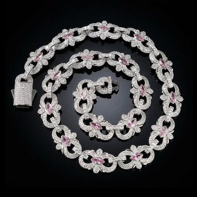 16mm Iced Out Marquise-Cut Infinity Flower Chain