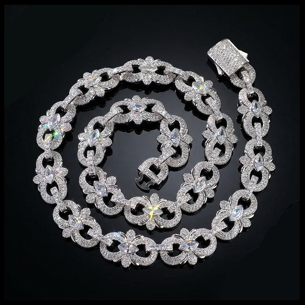 16mm Iced Out Marquise-Cut Infinity Flower Chain