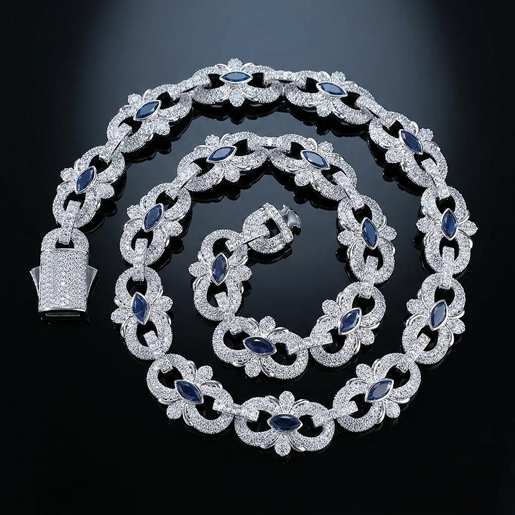 16mm Iced Out Marquise-Cut Infinity Flower Chain