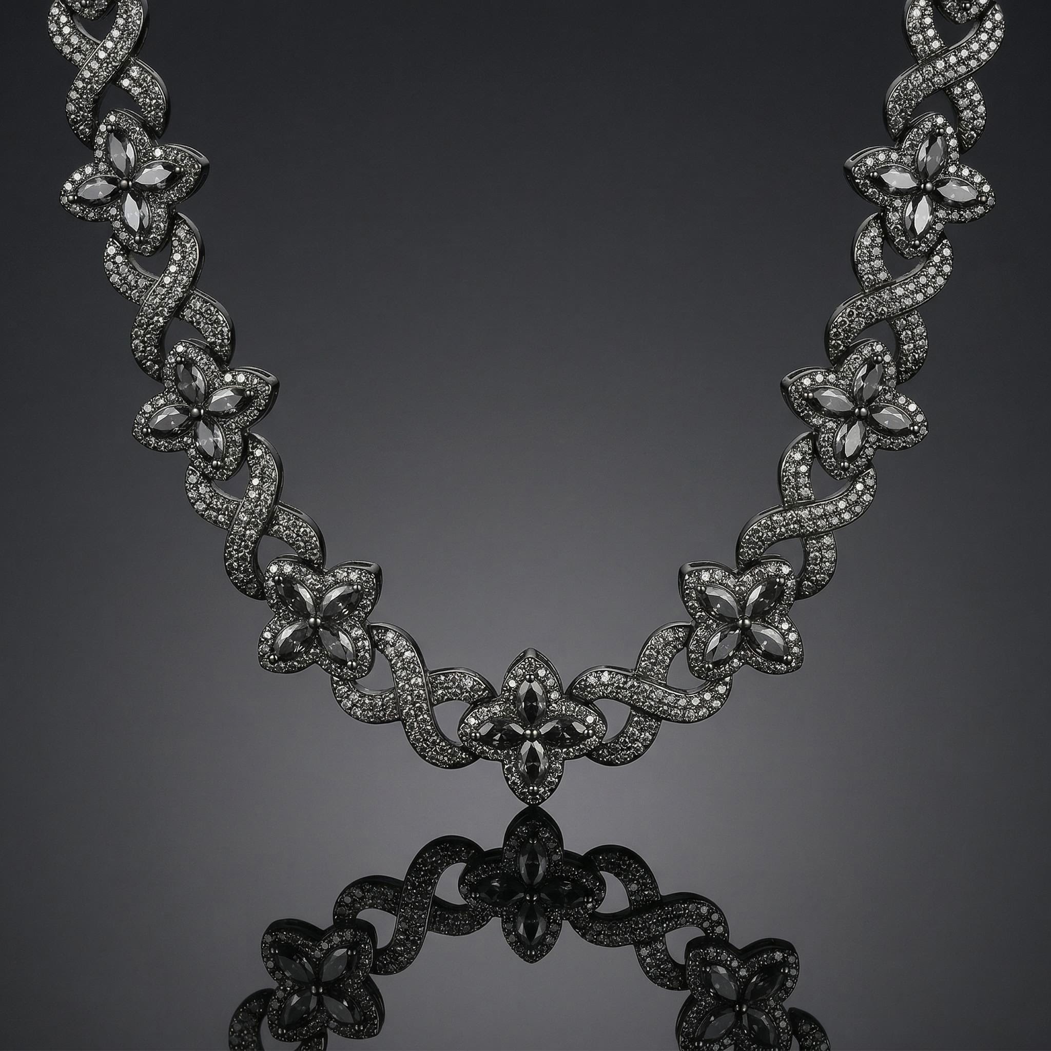Iced Out Clover Infinity Chain in Black Gold