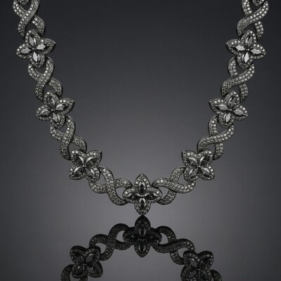 Iced Out Clover Infinity Chain in Black Gold