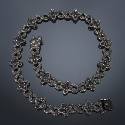 Iced Out Clover Infinity Chain in Black Gold