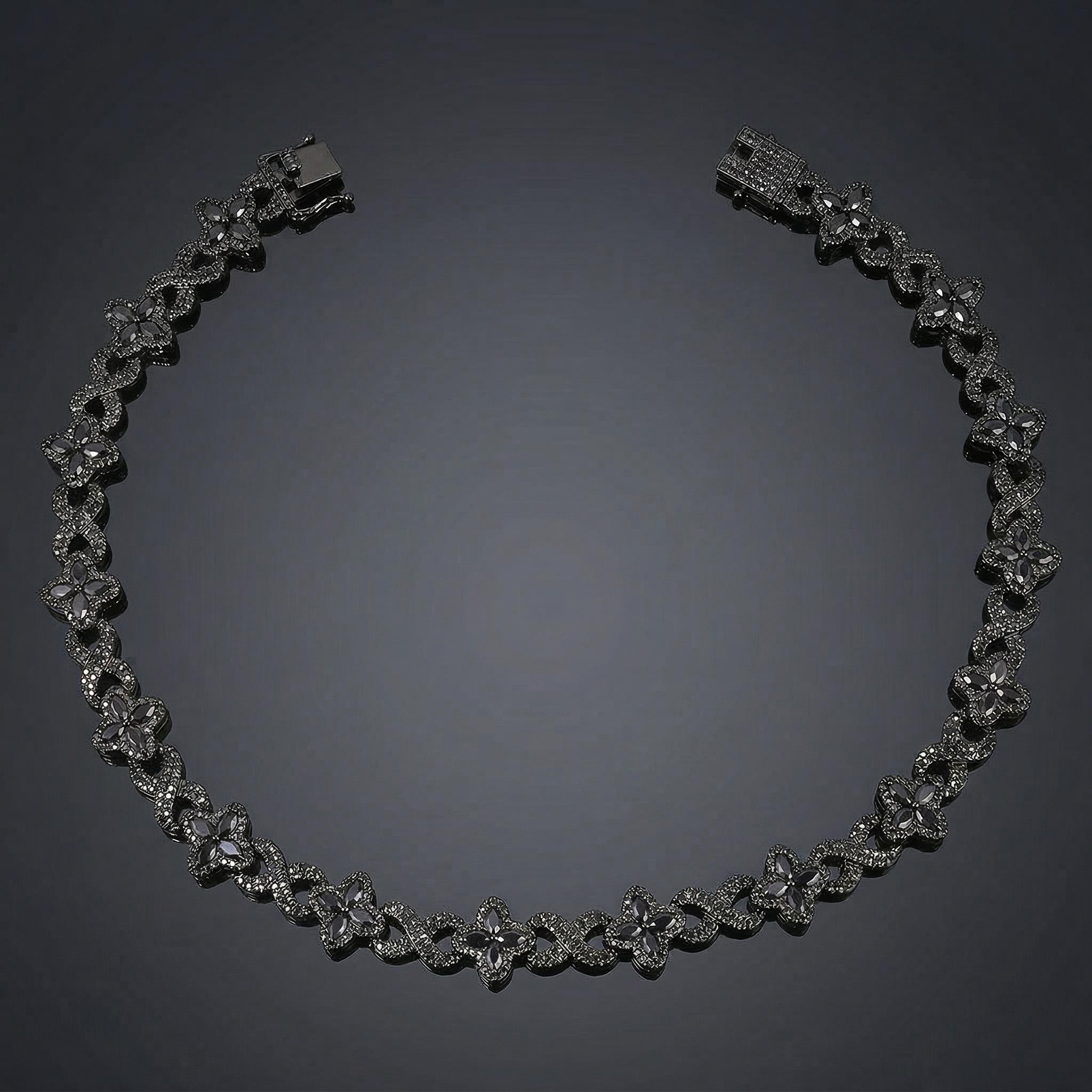 Iced Out Clover Infinity Chain in Black Gold
