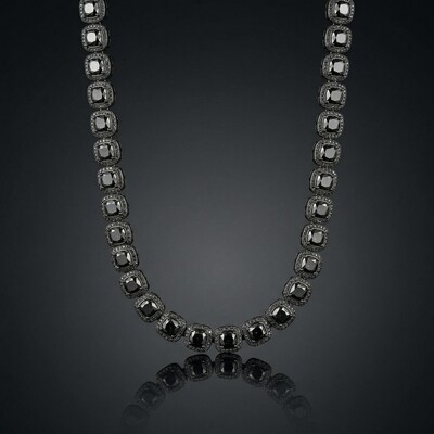 12mm Clustered Tennis Chain in Balck Gold