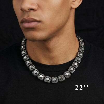 12mm Clustered Tennis Chain in Black Gold