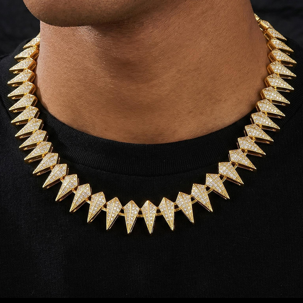 14mm Iced Out Spiked Chain