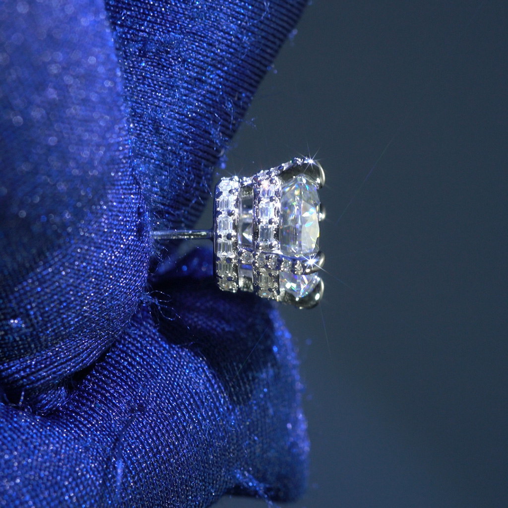 Iced Out Round&Baguette Cut Full Paved Earrings Iced Out Round&Baguette Cut Full Paved Earrings