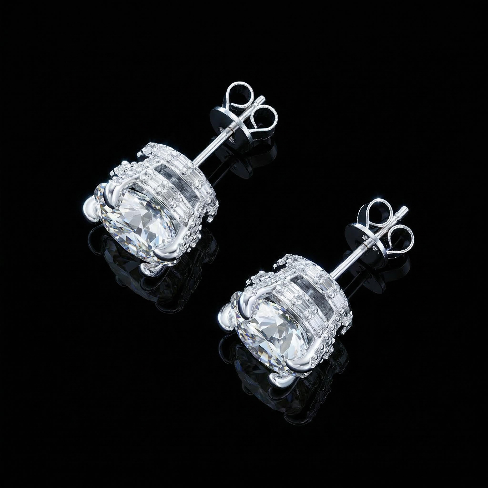 Iced Out Round&Baguette Cut Full Paved Earrings Iced Out Round&Baguette Cut Full Paved Earrings