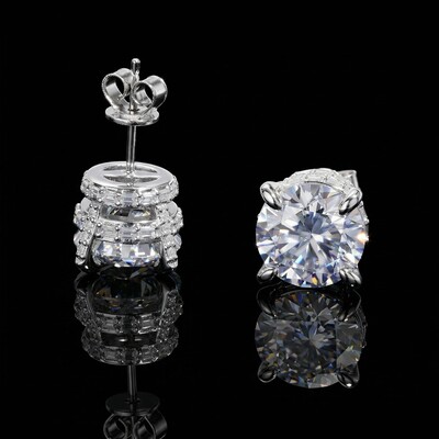 Iced Out Round&Baguette Cut Full Paved Earrings