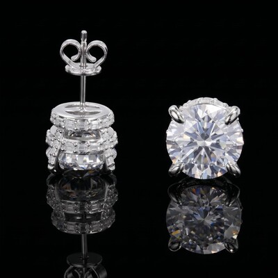 Iced Out Round&Baguette Cut Full Paved Earrings