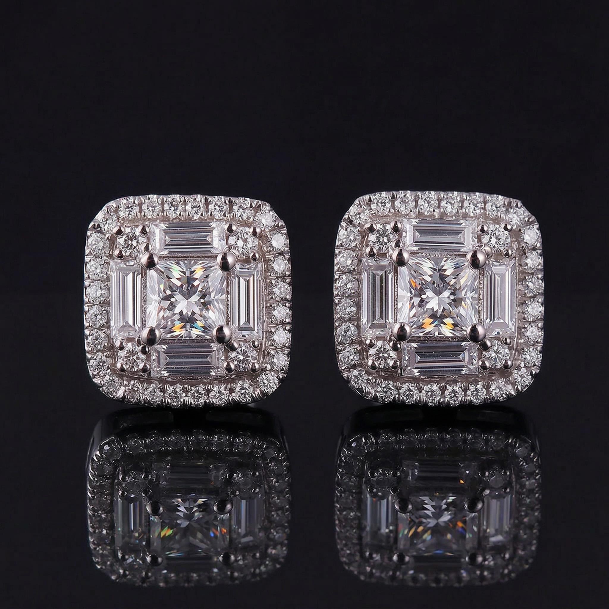 Iced Out Princess & Baguette Cut Earrings Iced Out Princess & Baguette Cut Earrings