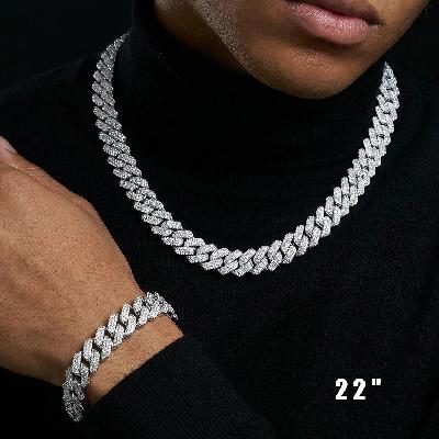 14mm Iced Out Miami Cuban Chain and Bracelet Set