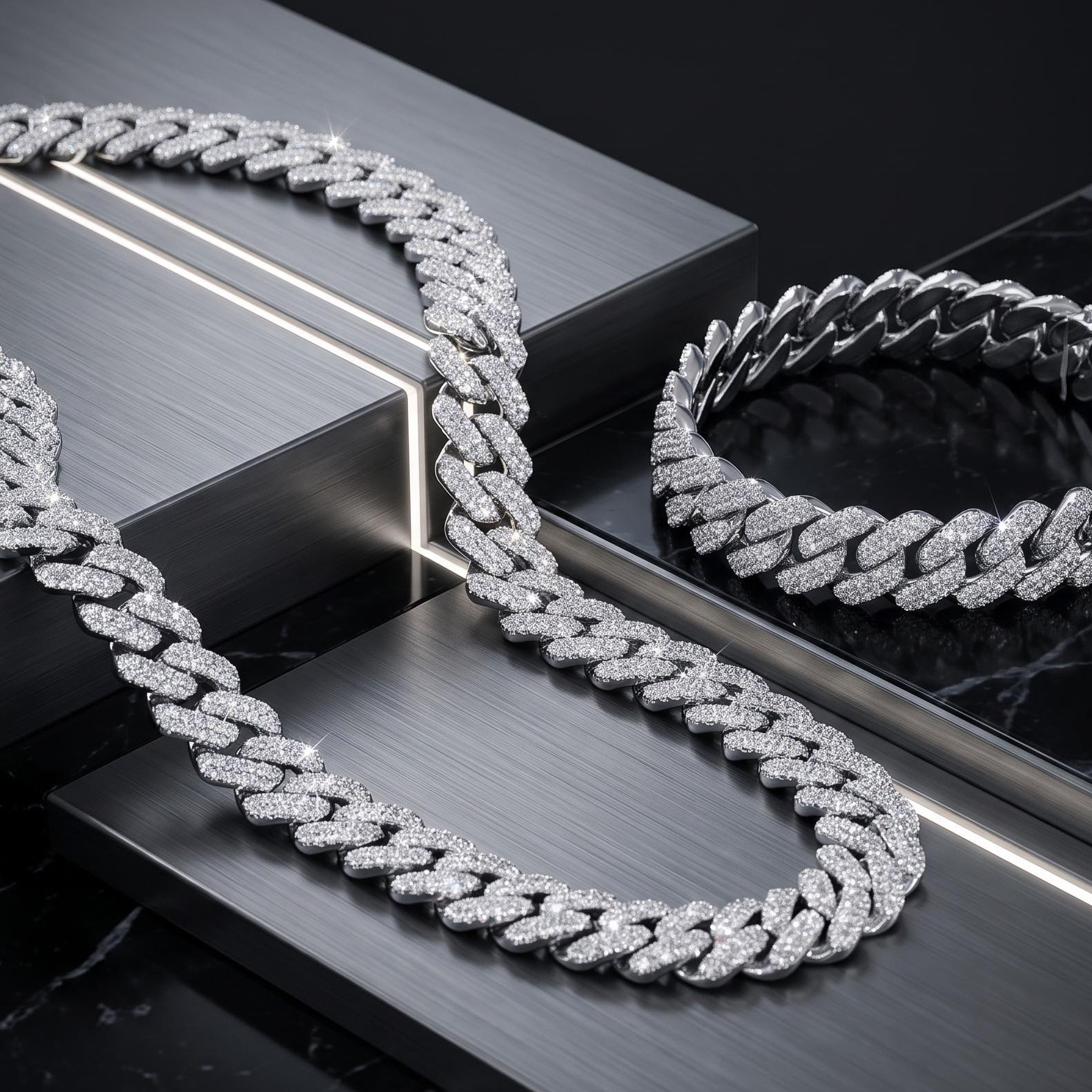 14mm Iced Out Miami Cuban Chain and Bracelet Set