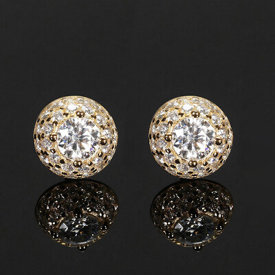 925S & VVS Moissanite Round Stud Earrings