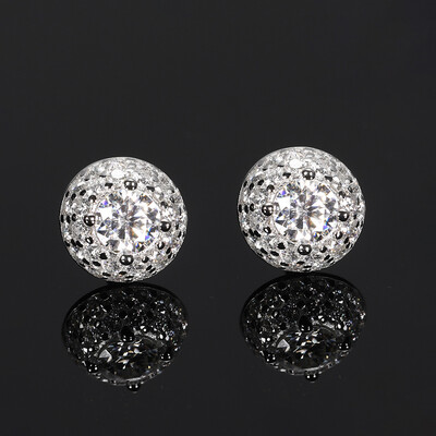 925S & VVS Moissanite Round Stud Earrings