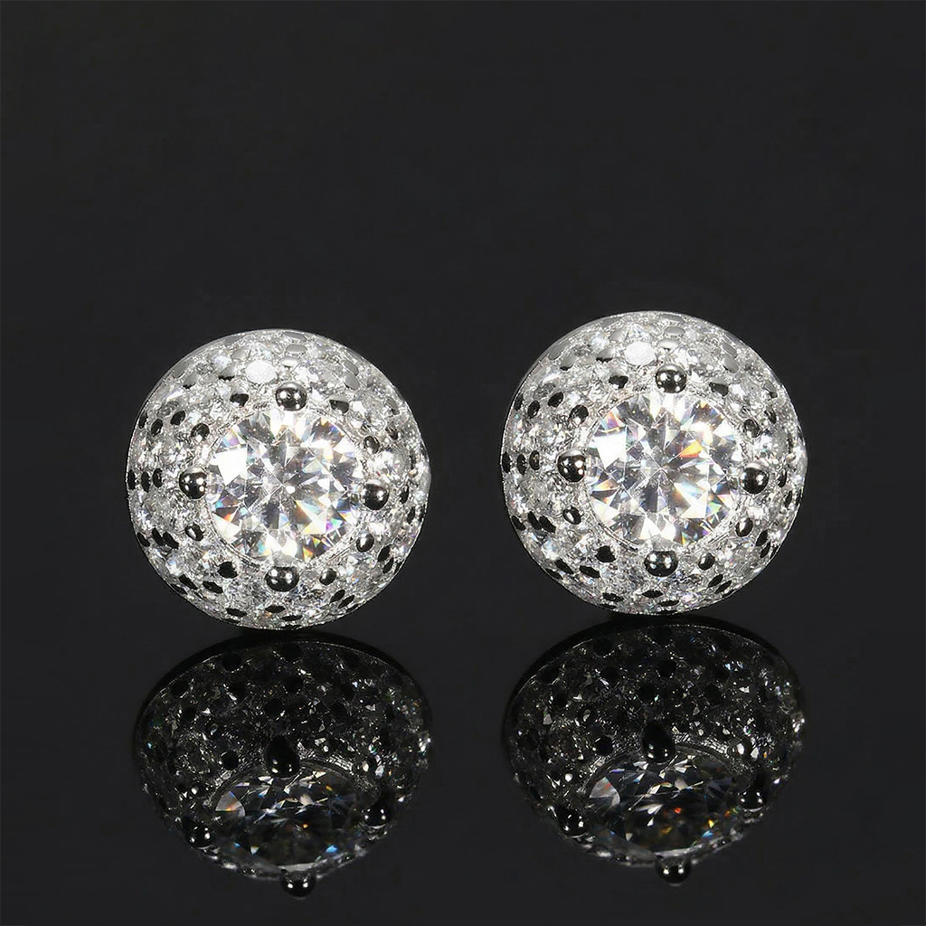 925S & VVS Moissanite Round Stud Earrings 925S & VVS Moissanite Round Stud Earrings