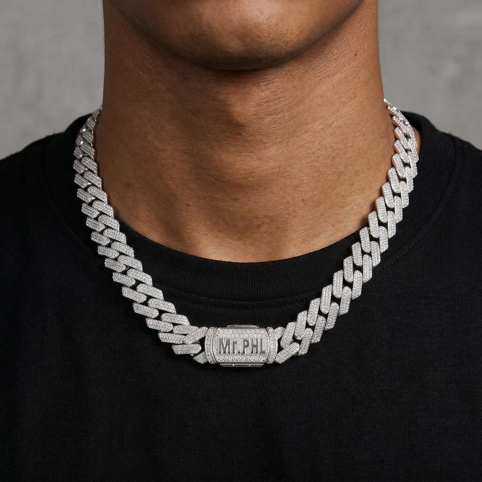 14mm S925 & Moissanite Custom Name Cuban Chain