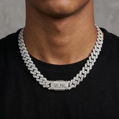 14mm S925 & Moissanite Custom Name Cuban Chain