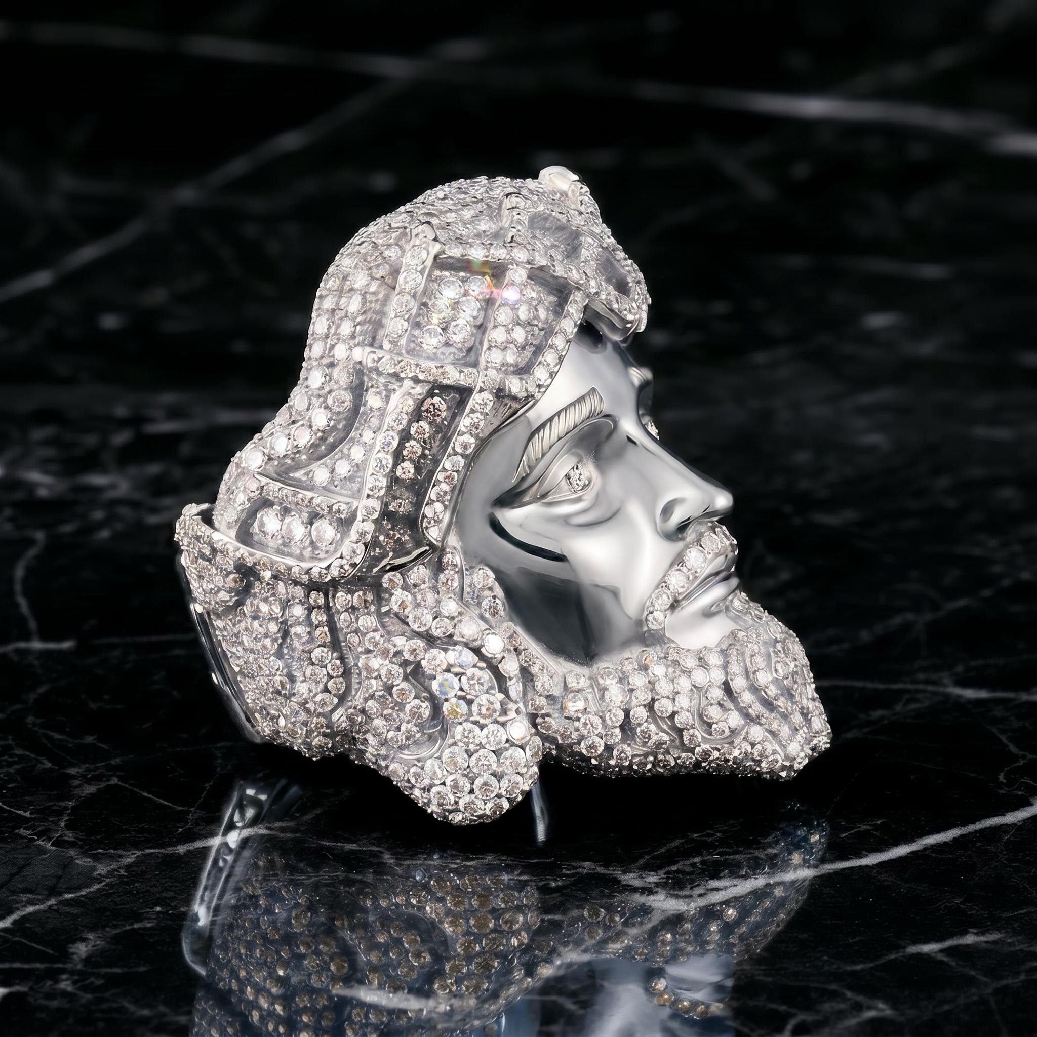925 Silver & VVS1 Moissanite Jesus Ring 925 Silver & VVS1 Moissanite Jesus Ring